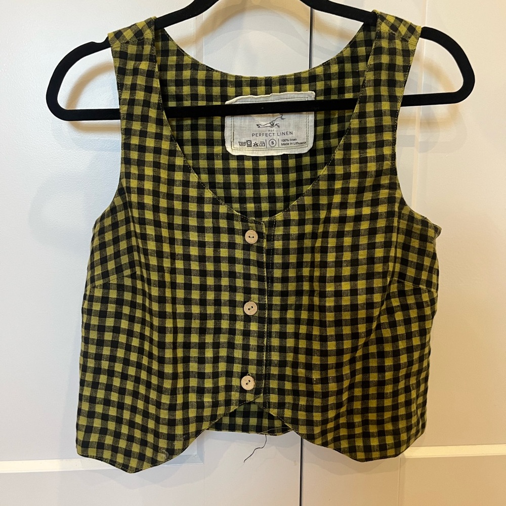 notPERFECTLINEN mid Yellow and Black Riviera Vest